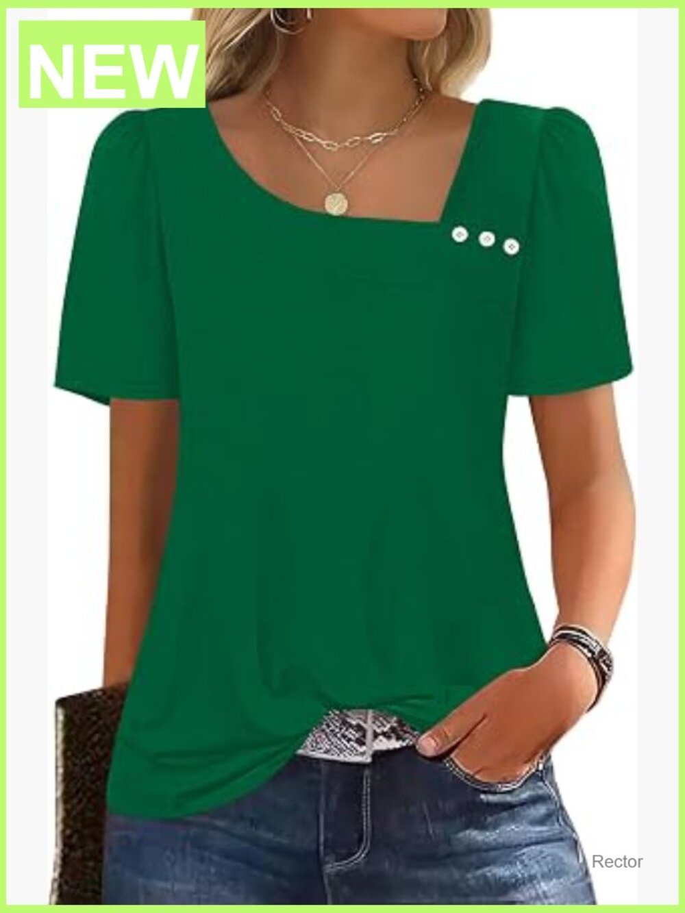 Womens Square Neck Short Sleeve Blouse Top Puff Sleeve Fashion Casual